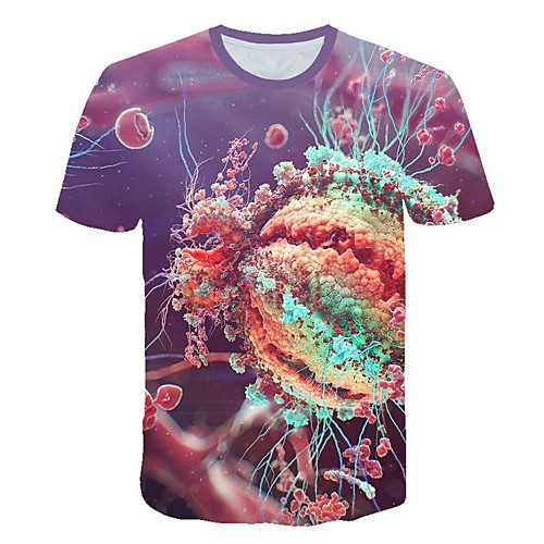 

Men's 3D Print T-shirt Daily Round Neck Purple / Short Sleeve