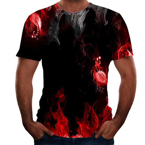 

Men's Plus Size Color Block 3D T-shirt Basic Daily Weekend Round Neck Red / Short Sleeve