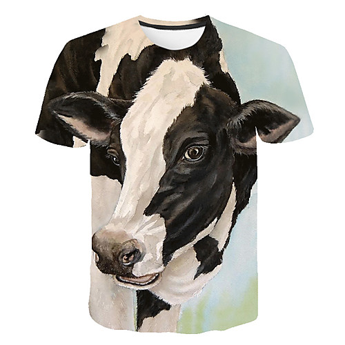 

Men's T shirt Graphic Animal Plus Size Print Short Sleeve Daily Tops Basic Beige