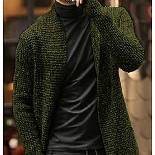 

Men's Solid Colored Cardigan Long Sleeve Sweater Cardigans V Neck Black Blue Army Green