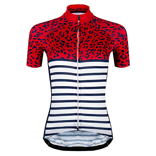 

21Grams Women's Short Sleeve Cycling Jersey Polyester Spandex Red / White Plaid / Checkered Stripes Bike Jersey Top Mountain Bike MTB Road Bike Cycling UV Resistant Breathable Quick Dry Sports