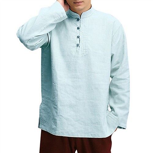 

Men's Shirt Solid Colored Plus Size Long Sleeve Daily Tops Black Blue Khaki