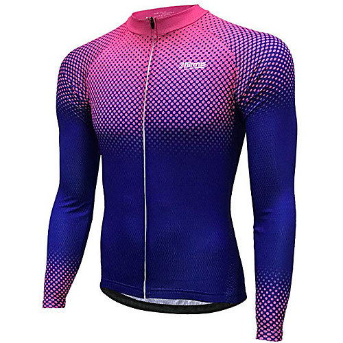 

21Grams Men's Long Sleeve Cycling Jersey Winter Spandex Polyester Violet Plaid Checkered Gradient Bike Jersey Top Mountain Bike MTB Road Bike Cycling Thermal / Warm UV Resistant Breathable Sports