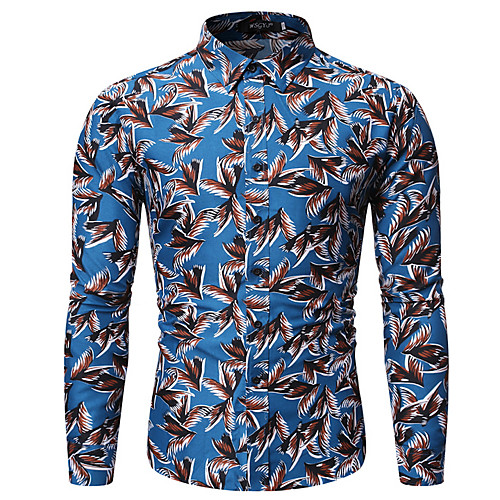 

Men's Shirt Graphic Long Sleeve Daily Tops Blue Yellow