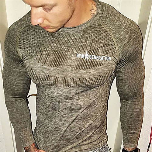 

Men's Mesh Cotton Workout Shirt Running Shirt Round Neck Running Fitness Jogging Breathable Quick Dry Soft Sportswear Tee / T-shirt Top Long Sleeve Activewear Stretchy