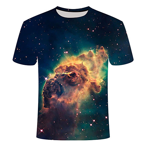 

Men's T shirt Geometric Plus Size Print Short Sleeve Daily Tops Basic Streetwear Blue