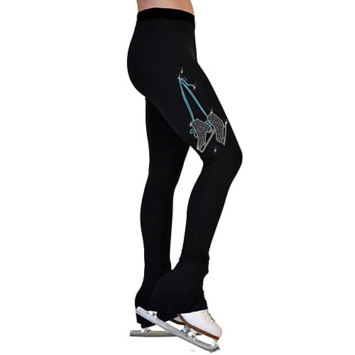 

Figure Skating Pants Women's Girls' Ice Skating Pants / Trousers Black Spandex High Elasticity Training Competition Skating Wear Crystal / Rhinestone Ice Skating Figure Skating / Kids