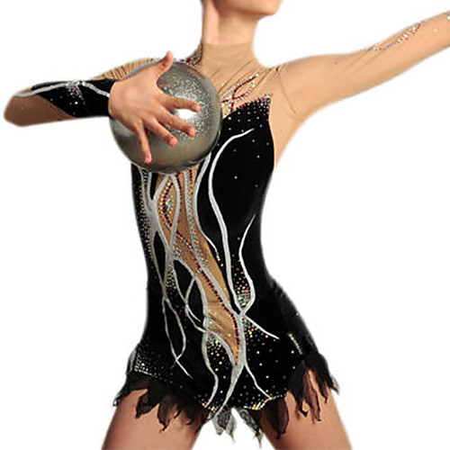 

21Grams Rhythmic Gymnastics Leotards Artistic Gymnastics Leotards Women's Girls' Kids Leotard Spandex High Elasticity Breathable Handmade Long Sleeve Training Dance Rhythmic Gymnastics Artistic