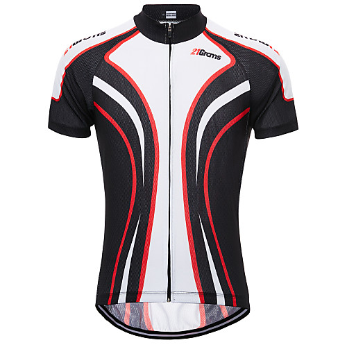 

21Grams Retro Stripes Men's Short Sleeve Cycling Jersey - Black / White Bike Jersey Top Breathable Quick Dry Moisture Wicking Sports Terylene Mountain Bike MTB Clothing Apparel / Micro-elastic