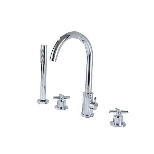 

Bathtub Faucet - Contemporary Chrome Roman Tub Brass Valve Bath Shower Mixer Taps