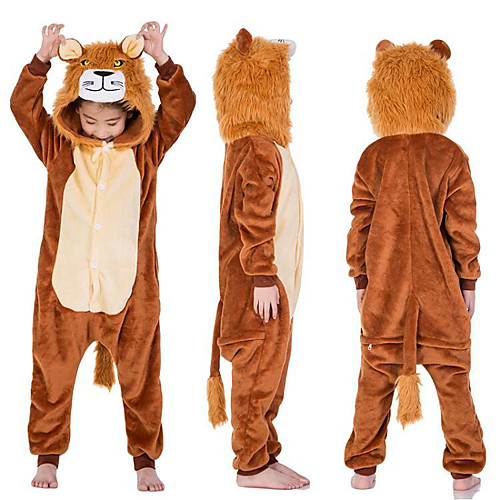 

Kid's Camouflage Kigurumi Pajamas Nightwear Lion Onesie Pajamas Flannel Fabric Coffee Cosplay For Boys and Girls Animal Sleepwear Cartoon Festival / Holiday Costumes / Leotard / Onesie