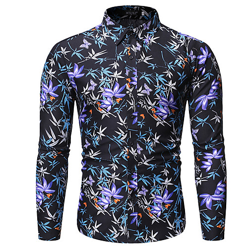 

Men's Floral Shirt Daily Black / Yellow / Long Sleeve