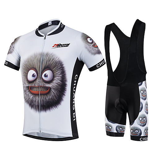 

21Grams Men's Short Sleeve Cycling Jersey with Bib Shorts Winter Black / White Cartoon Bike Clothing Suit UV Resistant Breathable 3D Pad Quick Dry Sweat-wicking Sports Solid Color Mountain Bike MTB