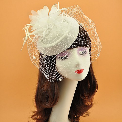 

Net Fascinators with Feather 1 Piece Wedding Headpiece