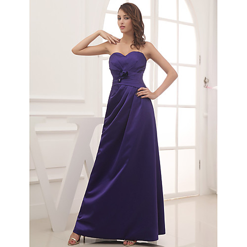 

Sheath / Column Elegant Engagement Formal Evening Dress Sweetheart Neckline Sleeveless Floor Length Satin with Pleats Ruched 2021