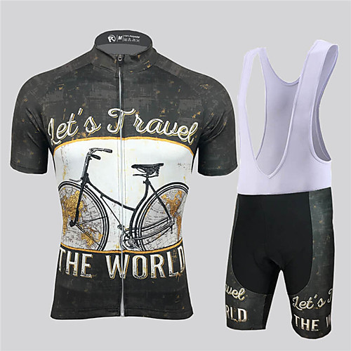 

21Grams Men's Short Sleeve Cycling Jersey with Bib Shorts Spandex BlackWhite Retro Solid Color Bike UV Resistant Quick Dry Breathable Sports Retro Mountain Bike MTB Road Bike Cycling Clothing Apparel