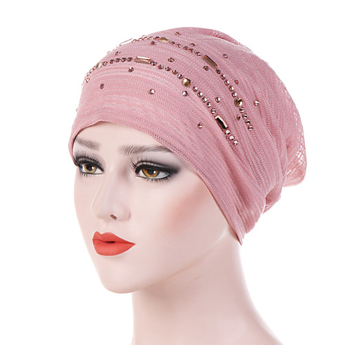 

Women's Turban Work Basic Cute Cotton Lycra Floppy Hat-Striped Solid Colored Spring Fall Black Wine Blushing Pink