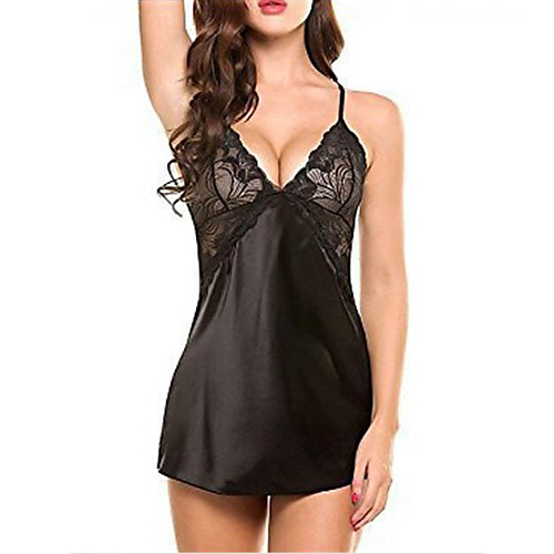 

Women's Super Sexy Babydoll & Slips Satin & Silk Nightwear Solid Colored Light Blue / White / Black S M L / Strap