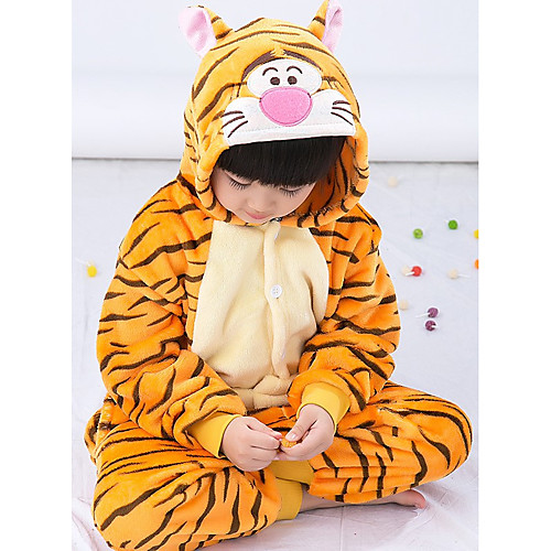 

Kid's Kigurumi Pajamas Tiger Animal Onesie Pajamas Flannel Toison Orange Cosplay For Boys and Girls Animal Sleepwear Cartoon Festival / Holiday Costumes