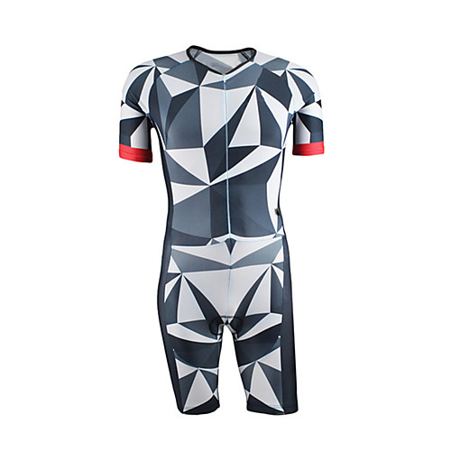 

21Grams Men's Short Sleeve Triathlon Tri Suit Spandex Polyester Blue / White Bike Clothing Suit UV Resistant Breathable Quick Dry Sweat-wicking Sports Graphic Mountain Bike MTB Road Bike Cycling