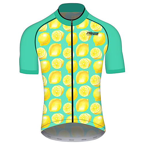 

21Grams Women's Short Sleeve Cycling Jersey Spandex Green / Yellow Lemon Fruit Bike Jersey Top Mountain Bike MTB Road Bike Cycling UV Resistant Quick Dry Breathable Sports Clothing Apparel / Stretchy