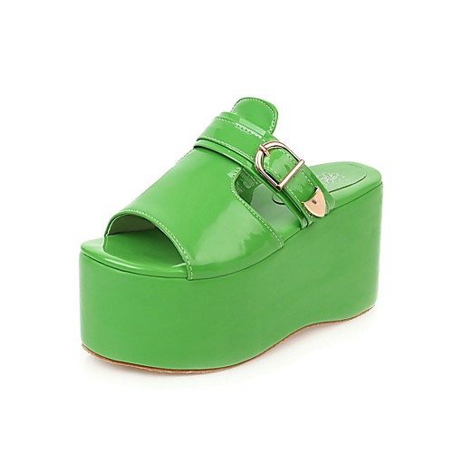 

Women's Sandals Creepers Open Toe Buckle PU Vintage / Minimalism Spring & Summer Black / Green / Blue / Party & Evening