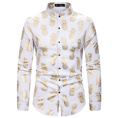 

Men's Shirt Geometric Long Sleeve Daily Tops White Gold Silver