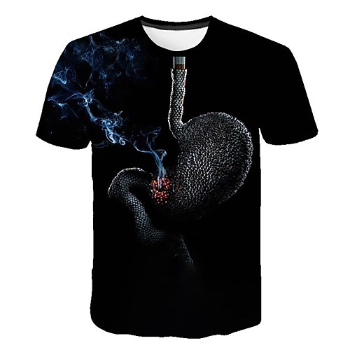 

Men's Plus Size 3D Print T-shirt Basic Daily Round Neck Black / Short Sleeve