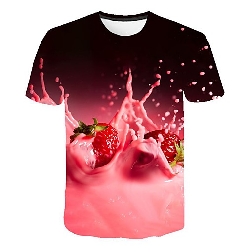 

Men's 3D T-shirt Daily Round Neck Blushing Pink / Short Sleeve