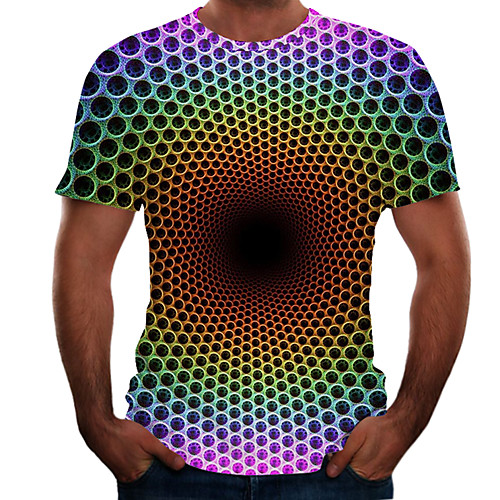 

Men's Plus Size Color Block 3D T-shirt Basic Daily Weekend Round Neck Purple / Short Sleeve
