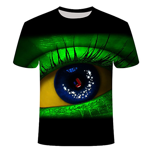 

Men's Plus Size Graphic Eye Print Slim T-shirt Basic Daily Round Neck Green / Short Sleeve