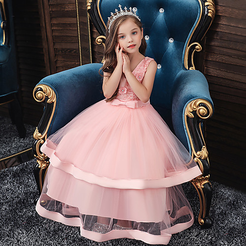 

Princess Flapper Dress Dress Party Costume Girls' Movie Cosplay Cosplay Costume Party Yellow Red Pink Dress Christmas Children's Day New Year Polyester Organza