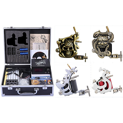 

Professional Tattoo Kit Tattoo Machine - 4 pcs Tattoo Machines, High Speed / Dynamics Adjustable / Universal Alloy / Carbon Steel # 2 steel machine liner & shader / 2 carved machine liner & shader