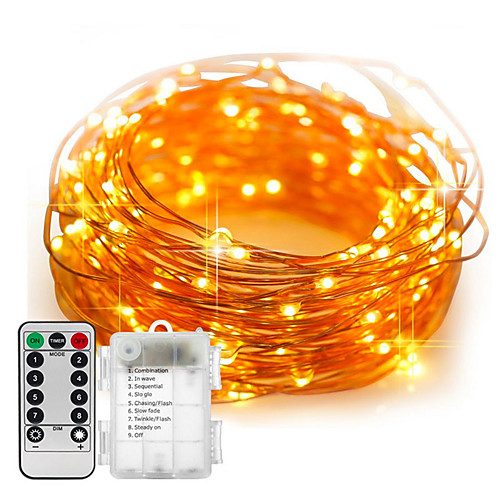 

10m String Lights 100 LEDs SMD 0603 1pc Warm White White Multi Color Christmas New Year's Waterproof Party Decorative AA Batteries Powered