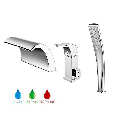 

Bathtub Faucet - Contemporary Chrome Roman Tub Ceramic Valve Bath Shower Mixer Taps