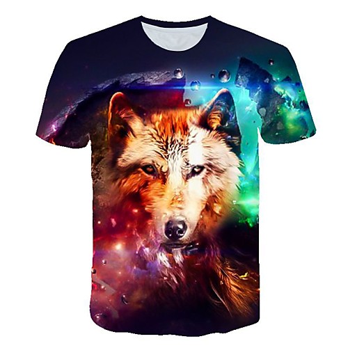 

Men's 3D Print T-shirt Daily Round Neck Rainbow / Short Sleeve