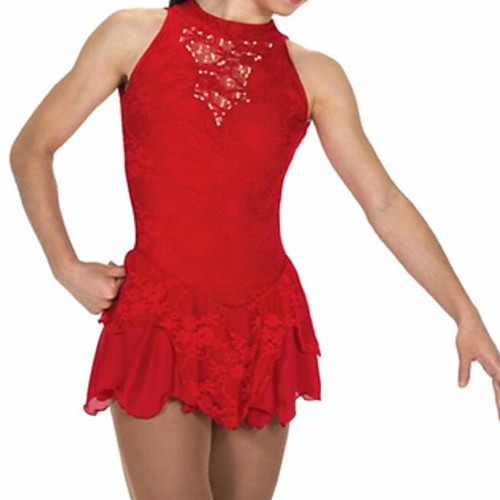 

Figure Skating Dress Women's Girls' Ice Skating Dress Red Spandex High Elasticity Training Competition Skating Wear Patchwork Crystal / Rhinestone Sleeveless Ice Skating Figure Skating / Kids
