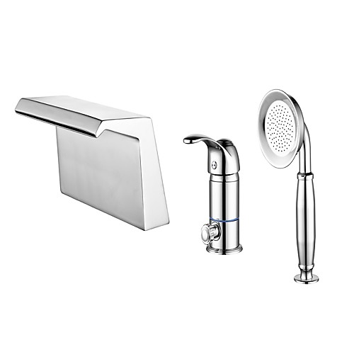 

Bathtub Faucet - Contemporary Chrome Roman Tub Ceramic Valve Bath Shower Mixer Taps