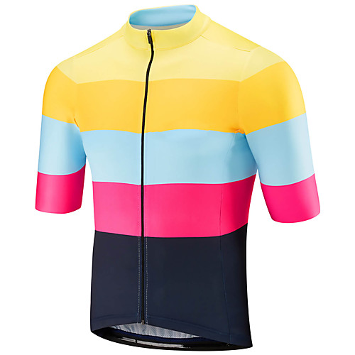 

21Grams Men's Short Sleeve Cycling Jersey Spandex Polyester Black / Yellow Stripes Patchwork Bike Jersey Top Mountain Bike MTB Road Bike Cycling UV Resistant Breathable Quick Dry Sports Clothing