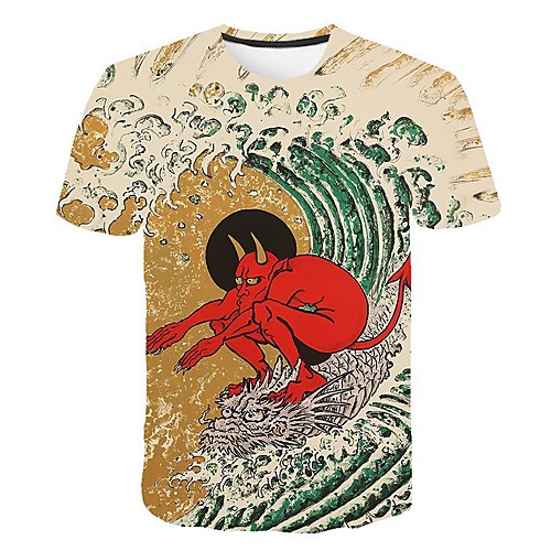 

Men's Plus Size Geometric Graphic Print T-shirt Basic Street chic Daily Going out Round Neck Red / Short Sleeve