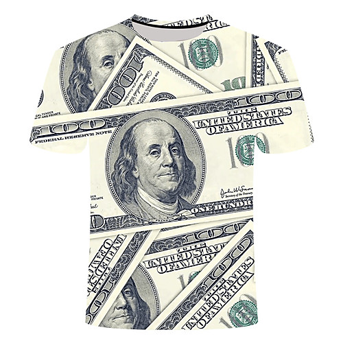 

Men's T shirt Graphic 3D Portrait Print Short Sleeve Daily Tops Light gray