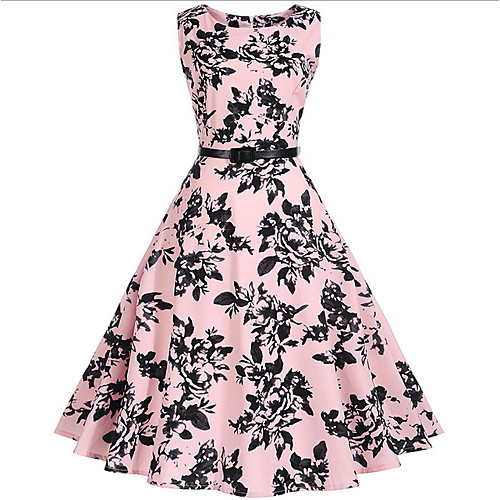 

Women's Swing Dress - Sleeveless Geometric Blushing Pink S M L XL XXL