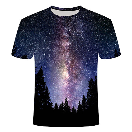 

Men's T shirt Geometric Plus Size Print Short Sleeve Daily Tops Basic Streetwear Blue
