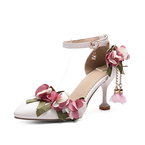 

Women's Sandals Boho / Beach Stiletto Heel Pointed Toe PU Spring & Fall White / Light Pink