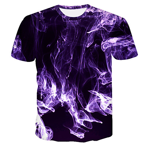 

Men's Plus Size 3D Graphic T-shirt Basic Daily Weekend Round Neck Purple / Short Sleeve