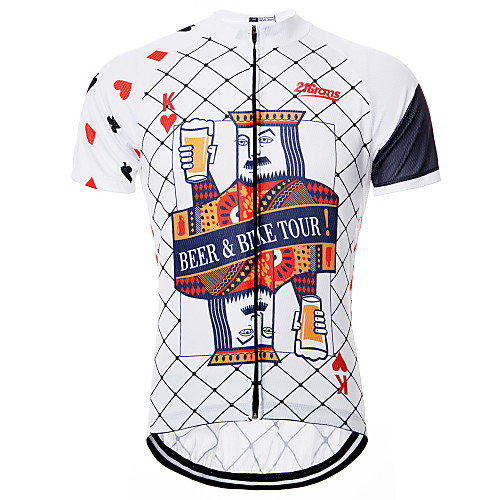 

21Grams Men's Short Sleeve Cycling Jersey White Oktoberfest Beer Poker Bike Jersey Top Mountain Bike MTB Breathable Quick Dry Moisture Wicking Sports Clothing Apparel / Micro-elastic / Race Fit