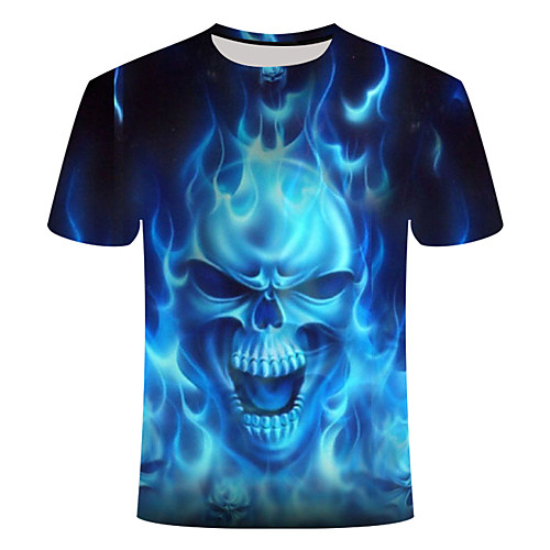 

Men's T shirt Geometric Plus Size Print Short Sleeve Daily Tops Basic Streetwear Blue