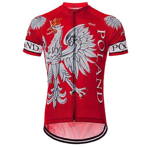 

21Grams Eagle Poland National Flag Men's Short Sleeve Cycling Jersey - Red Bike Jersey Top Breathable Quick Dry Moisture Wicking Sports Terylene Mountain Bike MTB Road Bike Cycling Clothing Apparel