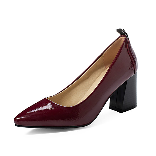 

Women's Heels Chunky Heel Pointed Toe Patent Leather Business Spring & Fall Black / Burgundy / Beige / Party & Evening