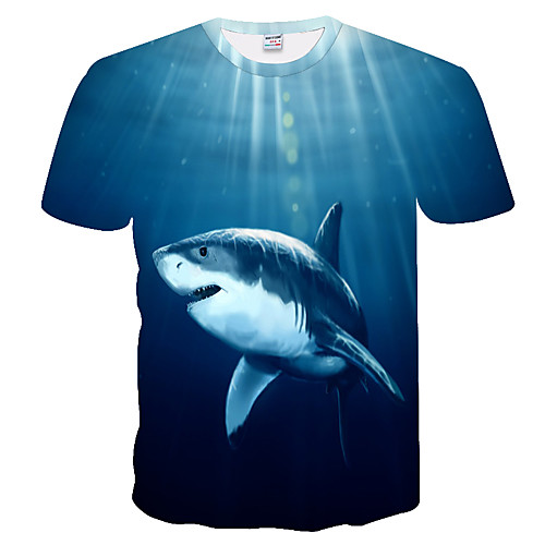 

Men's T shirt Color Block 3D Plus Size Short Sleeve Daily Tops Basic Blue